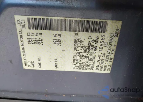 2012 Nissan Altima 2.5 S from USA, damaged, VIN 1N4AL2AP4CC166565